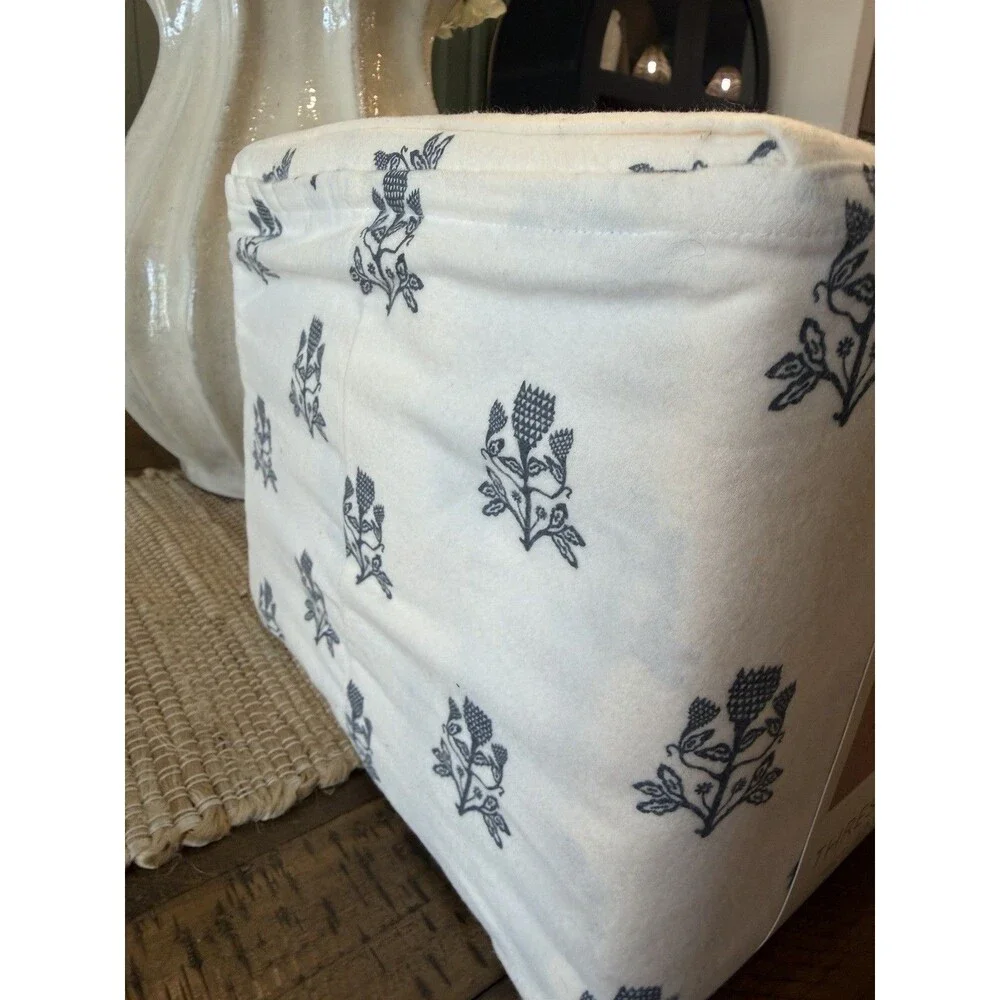 RARE Queen Ultra Soft Flannel Sheet Set Blue Woodblock - Threshold NEW